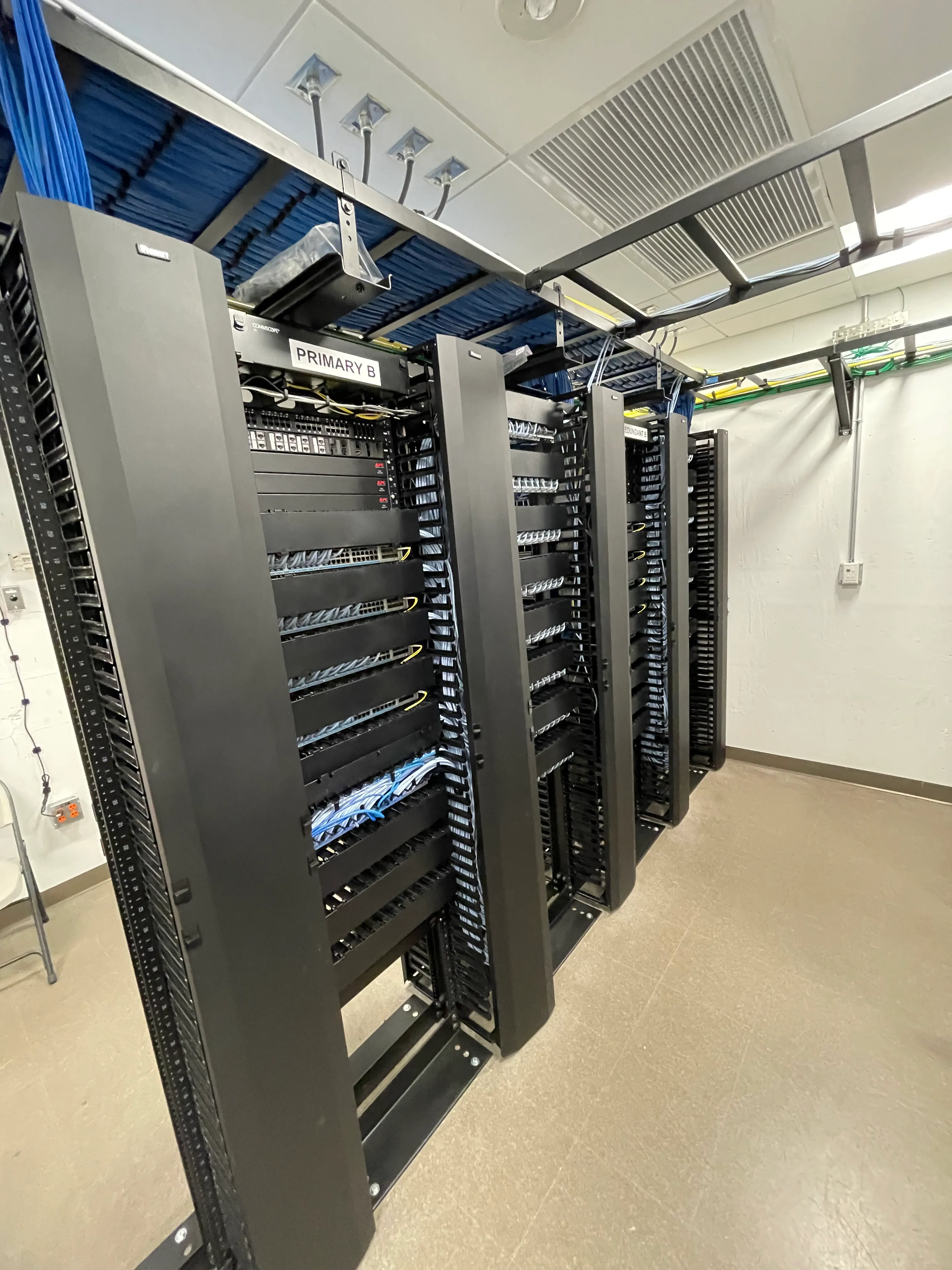 Server rack installation with organized cabling